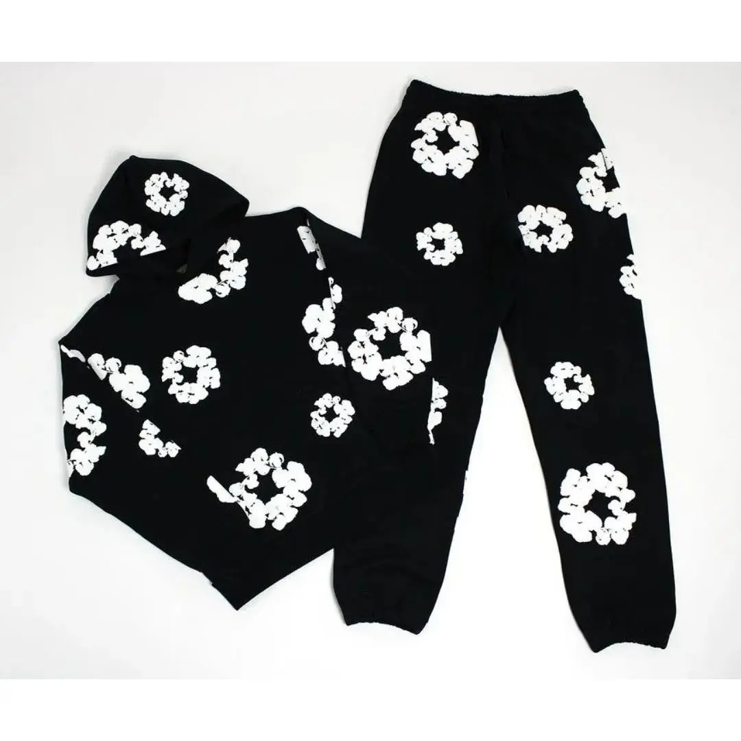 Black set (white floral wreath)