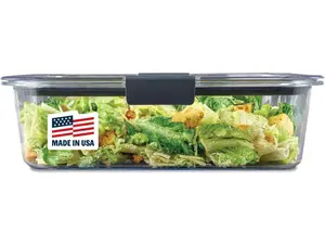 Rubbermaid Brilliance Large Food Storage Container, 9.6 Cup, BPA-Free, Leak-Proof, Clear