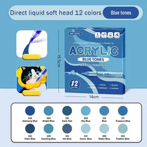 7-Pack 12-Color Liquid Gradient Acrylic Markers Set, Anime Hand-Drawn Style, Stacking Colors, Smooth Ink Flow, Ideal for Illustrators Students, Art Pen, Acrylic Paint Markers, Acrylic Marker Pens