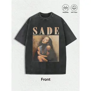 Y2K Swag Tee, Vintage Sade Graphic Men's Round Neck Printed Short Sleeve Casual Halloween T-Shirt 100% Cotton Washed Shirt