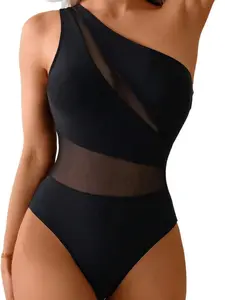 Women's One Shoulder Mesh Cutout Swimsuit | Tummy Control One Piece Bathing Suit 2026