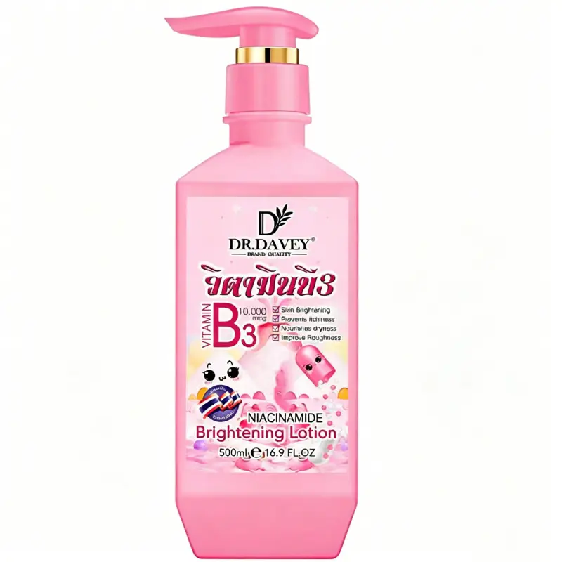 500ml DR.DAVEY Vitamin B3 Niacinamide brightening Body Lotion, Moisturizer Body Care Moisture Nourishment Hydrating moisturizes, Moisturizing Skin, Brighten smooth skin, beautifies skin, leaves fragrance, and is not greasy