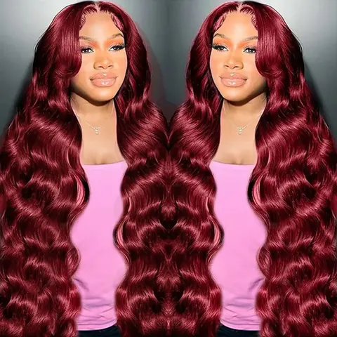 CheetahBeauty 99J/Natural Black Color 13x6 Burgundy Body Wave Full Frontal Real Hair Lace Wig For Women #SohoChic #tiktokshopstockup