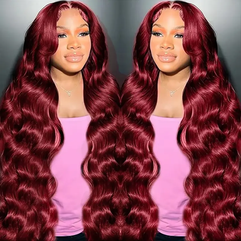 CheetahBeauty 99J/Natural Black Color 13x6 Burgundy Body Wave Full Frontal Real Hair Lace Wig For Women #SohoChic #tiktokshopstockup