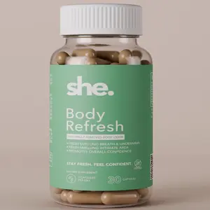 She. Organic Internal Freshness Supplement - Body Refresh, Odor Control, Gut Balance Support with Chlorophyll, Parsley, Peppermint, Charcoal, Zinc & Probiotics - Plant Based Supplement, Vegan, Non-GMO