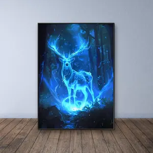 Luminous Deer Pattern DIY Diamond Arts Colorful Painting Kit without Frame, DIY 5D Diamond Arts Colorful Painting Kit, Wall Art Decor for Home, Diamond Painting Kits