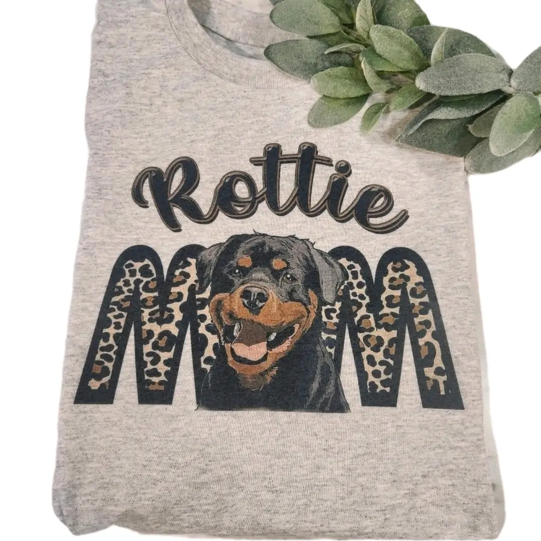 rottie mom shirt Rottweiler dog mama popular cute trending Shortsleeve Top Short Sleeve Unisex Tshirt dog mom sublimation ink