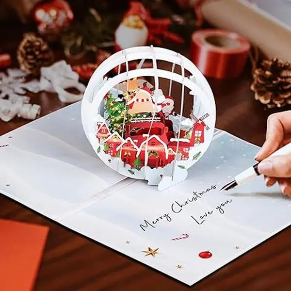 Christmas Cards, Light and Music Merry Christmas Card, Funny 3D Pop Up Christmas Greeting Card with Envelope for Women Men Kids Husband Wife Mom Dad Daughter boyfriend