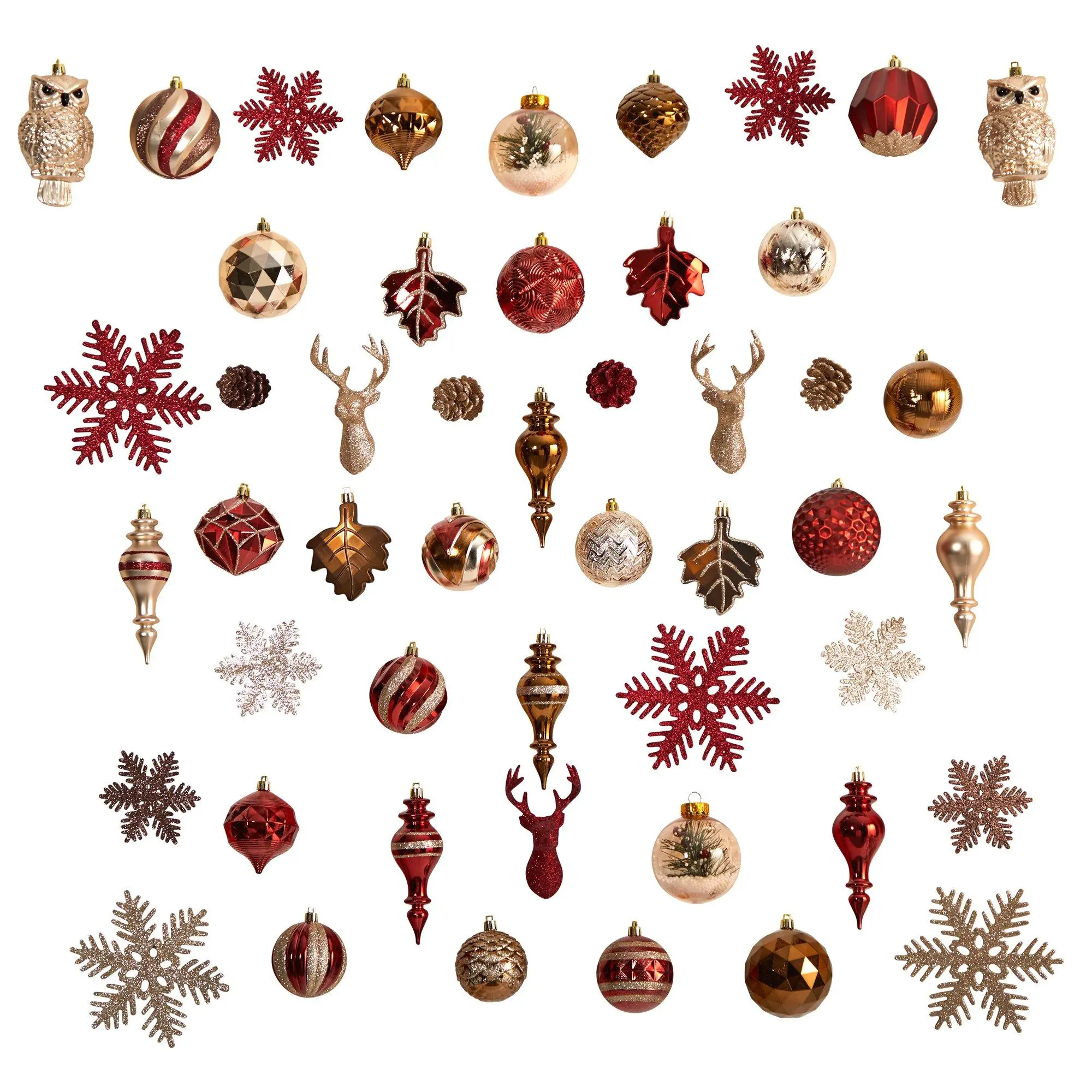 Deluxe Shatterproof Glitter Christmas Tree Ornament Box Set - 52 Pieces, Reusable Tray with Holly Decor, Bright Seasonal Hues for Festive Home Decorations