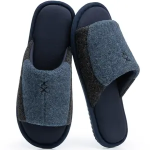 GOEWY Slippers for Men with Memory Foam Two-Tone Open Toe House Shoes Non-Slip Comfy Indoor Men's Slippers Gifts for Him Dad
