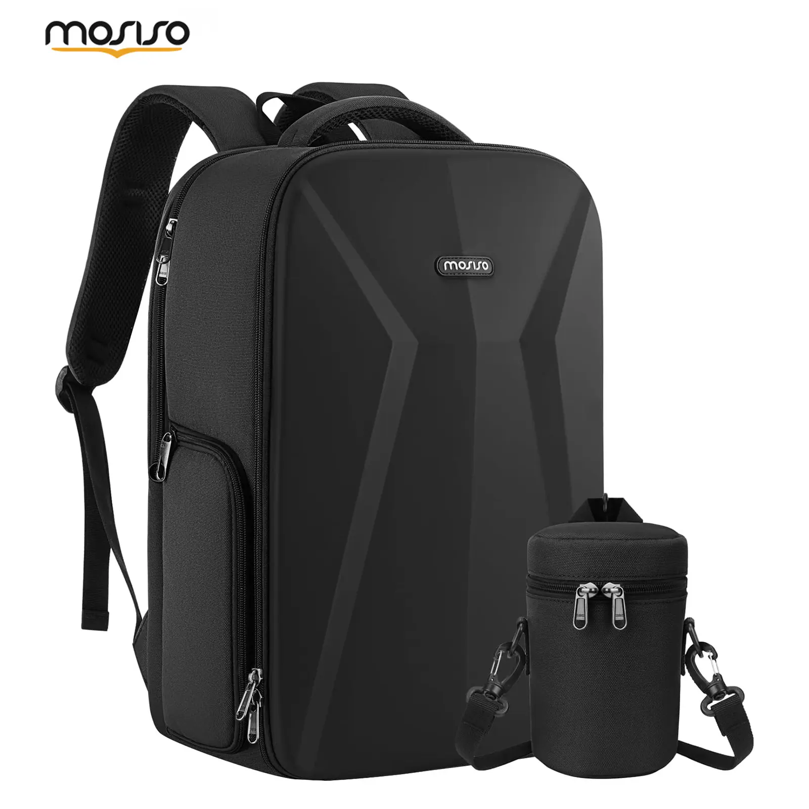 MOSISO Hard Shell Camera Backpack Accessories, DSLR/Mirrorless Photography Bag with Lens Pouch, 15.6 in Laptop Compartment, Waterproof Tripod Holder for Canon Nikon Sony, Black