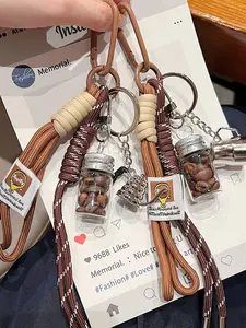 Original Handmade Coffee Theme Woven Rope Keychain Lanyard | Mini Coffee Bean Charm | Perfect Gift Choice ☕ #CoffeeKeychain #HandmadeCharm #WovenRopeKeychain #CoffeeBeanCharm #GiftIdea