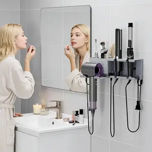 2026 New Wall-Mounted Hair Dryer Rack, Curling Iron Holder, Straightener Stand, Multi-Scene Use for Bathroom, Bedroom, Salon, Hotel