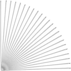 20Pcs Steel Beading Needles 3.93 Inch Long Straight Sewing Embroidery Threads for Braided Bracelet Necklace Jewelry Making Thickness: 0.45mm