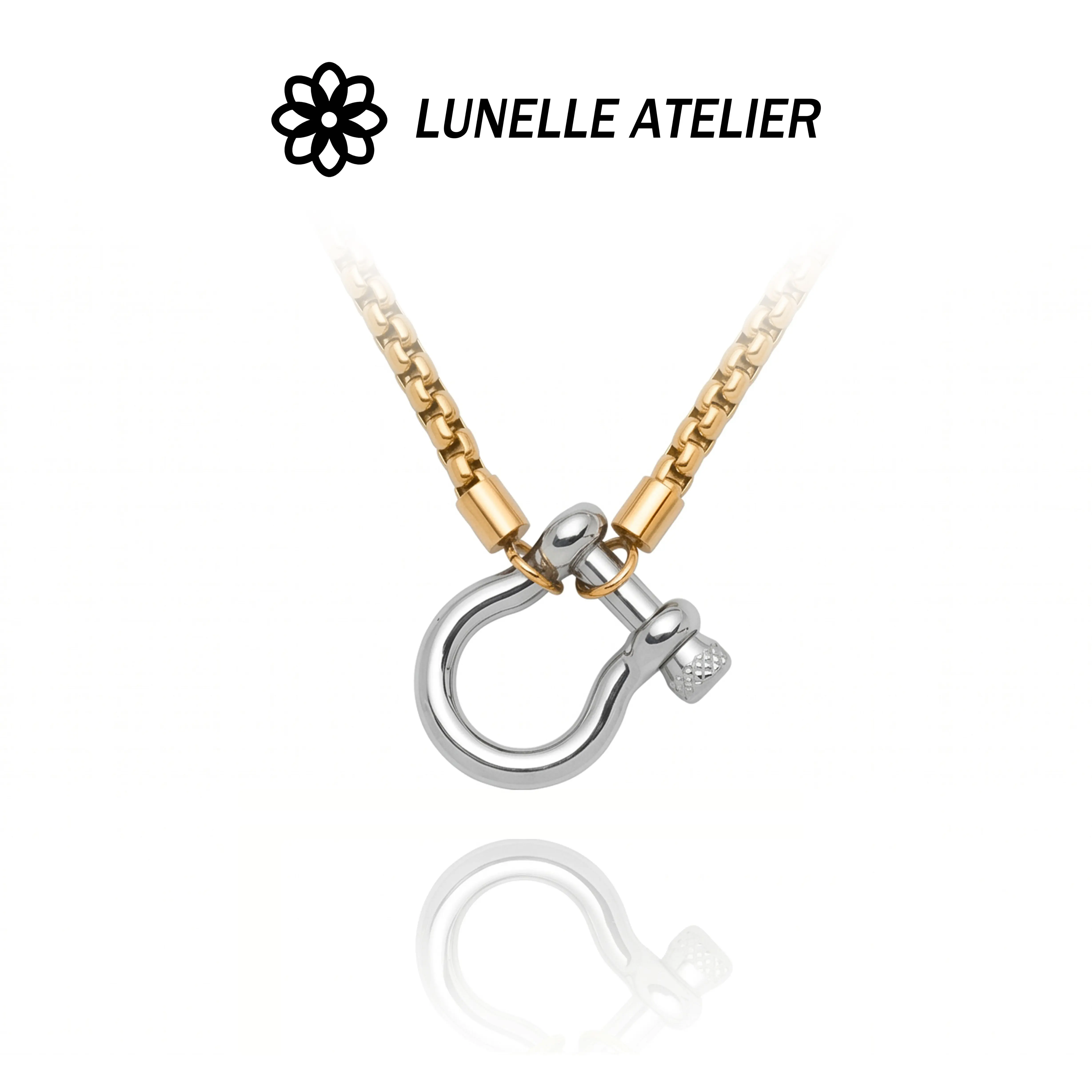 Long-lasting Gold Silver Box Necklace for Women Stainless Steel Shackle Carabiner Streetwear Party Gift