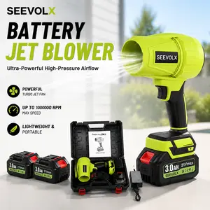 【Father‘sDayGift】SEEVOLX 21V Battery Cordless High-Power Turbo Blower – Portable Electric Air Blower for Leaves, Dust, Snow, Water, and Car Drying – Includes Tool Kit and Adapters, Ideal for Home, Garden, and Outdoor Cleaning