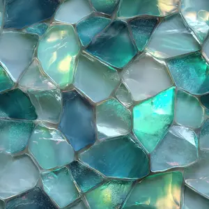 10PCS 12x12 Inch Peel and Stick Floor Tiles Self Adhesive Vinyl Flooring Tile Ocean Glass Stone Stickers Removable Wall Decals Bathroom Kitchen Spa Balcony Renovation DIY Home Decoration