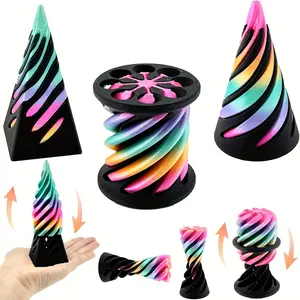 3 Pack Impossible Cones, Spiral Cone Decompression Toys Impossible Pyramid Transfer Toy, 3D Printed Spiral Cone Decompression Toy, Mini Swirl Line Illusion Desktop Decoration Souvenir Gift, Stress Relieving Accessory, Anxiety Relief, Desk Fidget