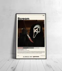 Scream Movie Poster | Wes Craven, Margot Robbie Minimalist Movie Poster, Vintage Retro Art Print, Custom Poster, Wall Art Artistic Decor