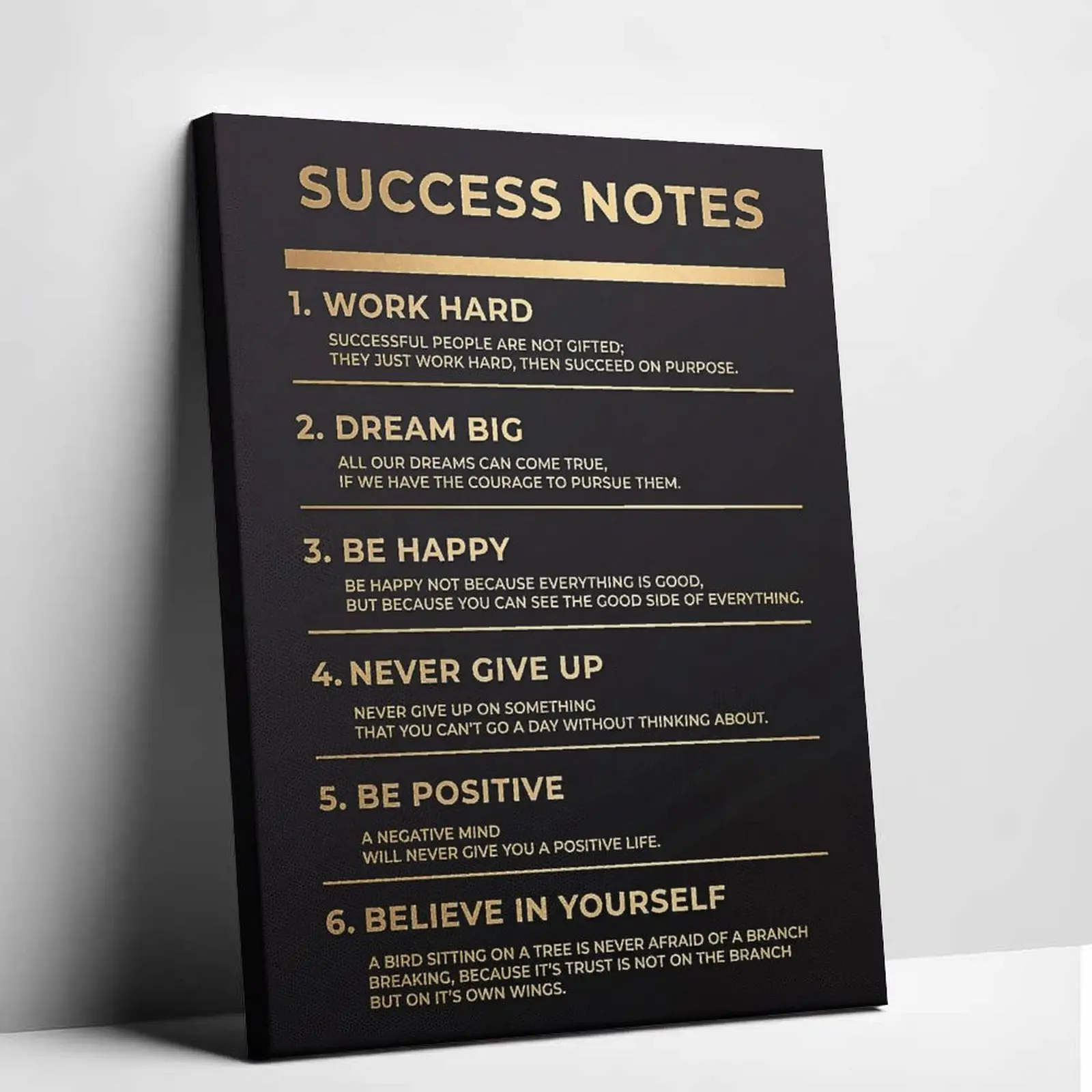 Unframed Inspirational Success Quotes Canvas Print - Black Home Decor Poster with Quote Power Boost, Daily Reminder for Bedroom, Study Room Decor