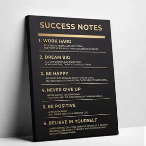 Inspirational Success Quotes Canvas Print Unframed Black Wall Art Motivational Poster Daily Reminder for Bedroom Study