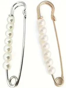 Set of 2 Fashion Plastic Faux Pearl Shawl Clips, Multifunctional Belt Buckle, Reliable Headscarf Pin, Sweater Clip, All Season Women's Scarf Holder