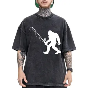 Black Classic Fit Bigfoot Tee – 100% Cotton Washed Shirt with Humorous Squatchy Design