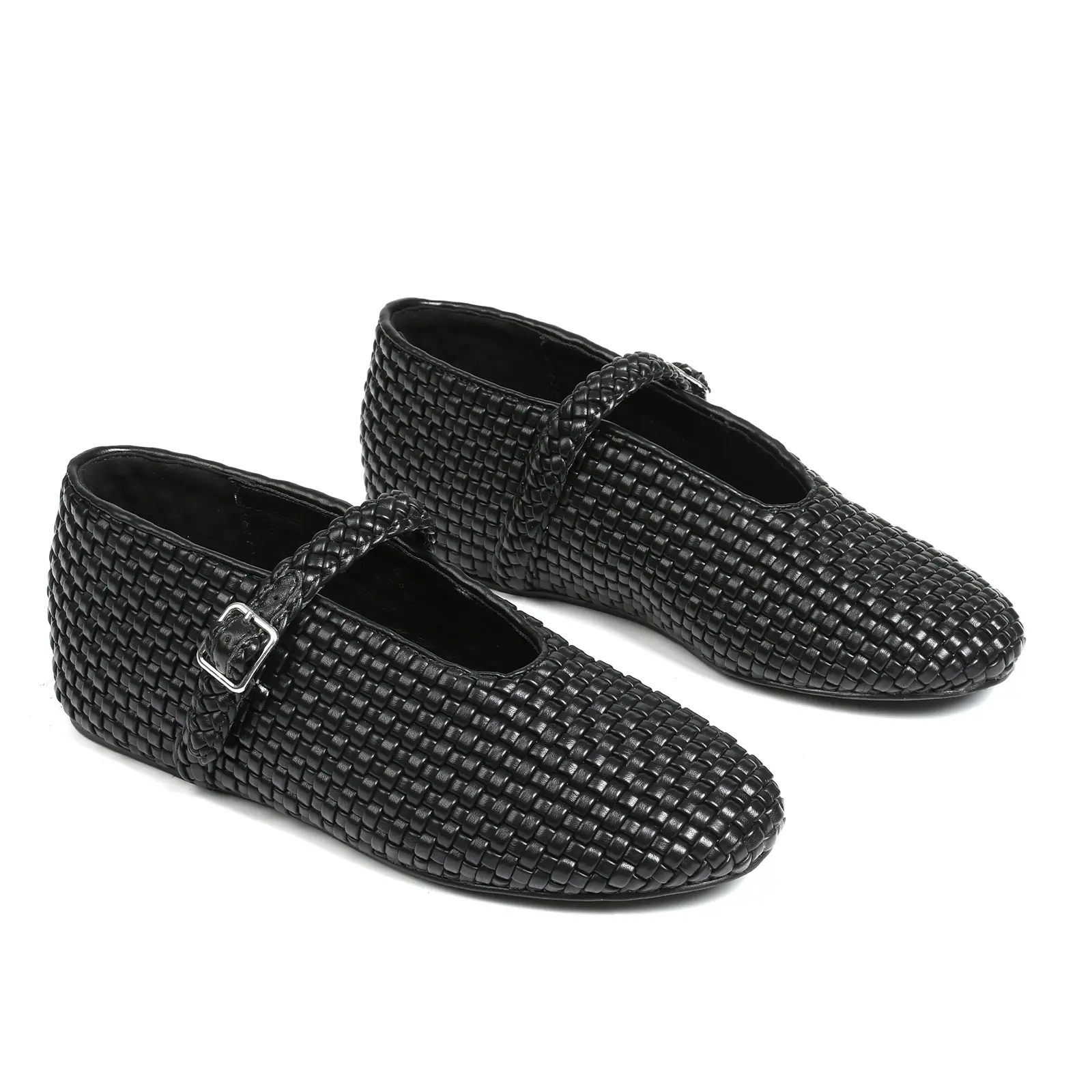 CYNLLIO Womens Mary Jane Flats Round Toe Pumps Adjustable Buckle Strap Woven Ballet Flats Slip on Casual Walking Ballerina Shoes  Summer.