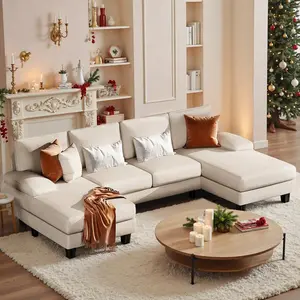 Sectional Sofa Couches For Living Room, U Shaped Modular Sectional Sofa, Convertible Sofa Bed 6 Seats Sectional Sleeper Sofa Comfy Couch With Adjustable Backrest