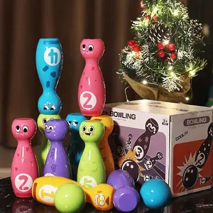 Fun Bowling Ball Toy with Expressions, Indoor and Outdoor Leisure Play, Stackable Gift Box Includes 10 Bottles and 2 Balls