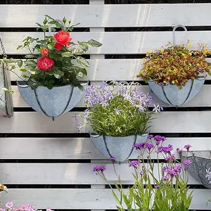 yosager 3 Pack Galvanized Metal Umbrella Wall Planter, Hanging Wall Flower Holder, Succulent Hanger Vase Indoor Outdoor Rustic for Garden Home Wall Decor