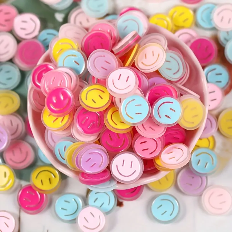 20 pieces of cute resin smiley face decorations, Art Charms, suitable for DIY decoration, beads, Beading Accessories, jewelry making accessories and craft supplies.
