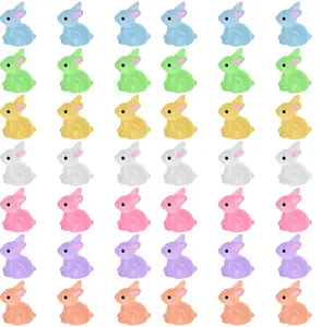 30/50 Glow-in-the-Dark Mini Resin Bunnies, Miniature Plastic Bunnies, Glow-in-the-Dark Mini Bunny Ornaments—perfect for filling Easter eggs or decorating miniature moss landscapes in fairy gardens (bunnies come in assorted colors) tiny