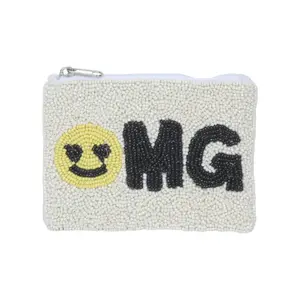 Ladies OMG Face Themed Beaded Coin Purse