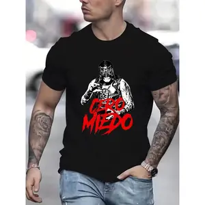 Penta El Zero Miedo Wwe Wrestling Graphic Round Neck Crewneck Tee, Unisex Fitted Short Sleeve Shirt, Casual Streetwear for All Seasons, Perfect Gift, Menswear