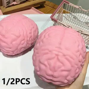 Giant Squishy Brain Stress Ball, Jumbo Slow Rising Sensory Toy for Adults Anxiety Relief, Extra Soft Foam Stress Squeeze Toy for Desk & Party Favors