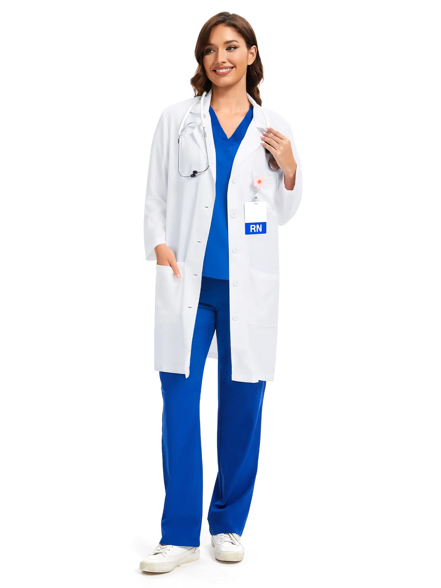 COZYFIT Lab Coat for Women 3 Pocket Long Sleeve Medical Coat Relaxed Fit White Color #BlackFriday #Cyber Monday, Work Clothes Women, Uniforms