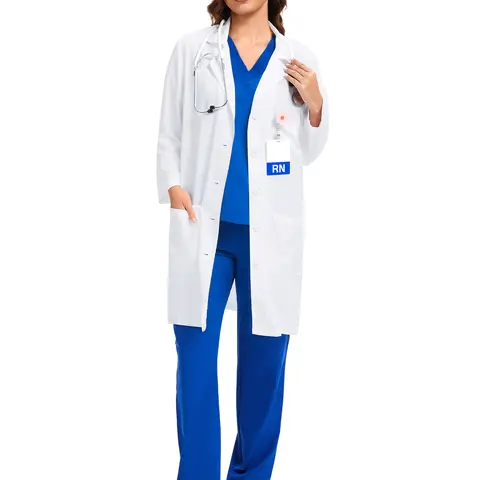 COZYFIT Lab Coat for Women 3 Pocket Long Sleeve Medical Coat Relaxed Fit White Color #BlackFriday #Cyber Monday, Work Clothes Women, Uniforms