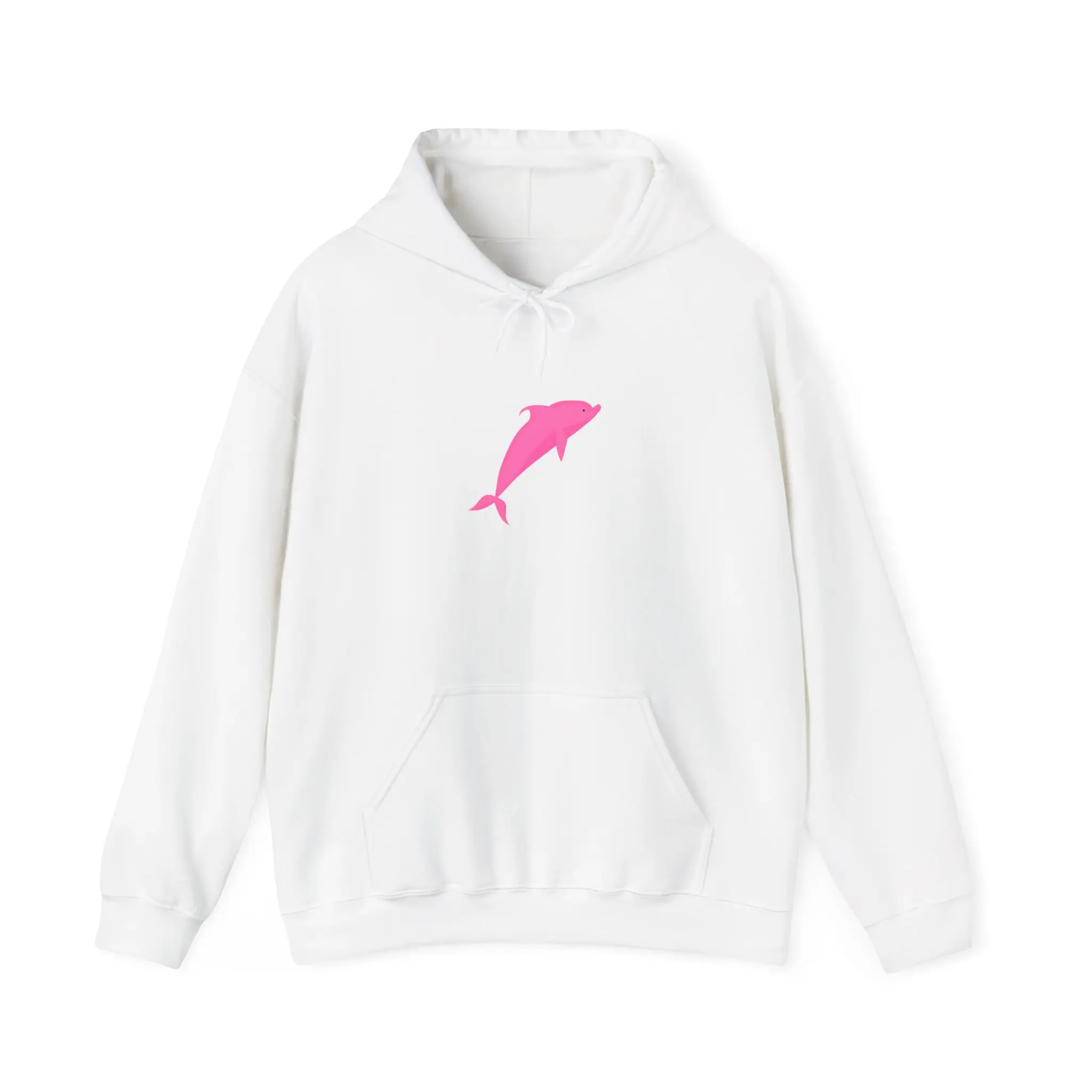 Pink Dolphin Hoodie | Minimal Small Chest Graphic, Cute Marine Mammal Sweatshirt