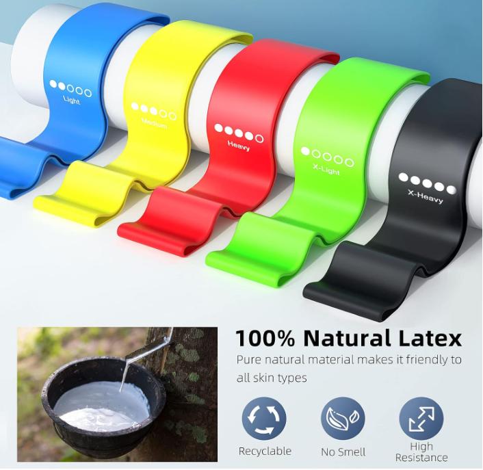 Yoga Resistance Bands for Working Out, Exercise Bands Resistance Bands Set with 5 Resistance Levels, Multi-Colored Workout Bands for Indoor & Outdoor Fitness, Leg Strength Training,