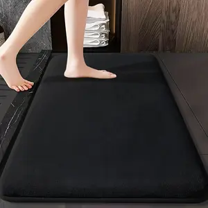 1 piece of pure color memory cotton bath mat, soft, non slip, absorbent, good rebound, machine washable, suitable for home bathrooms, bathroom accessories, bathroom decoration, kitchen, laundry room, bedroom, shower, indoor mat, bathroom accessories