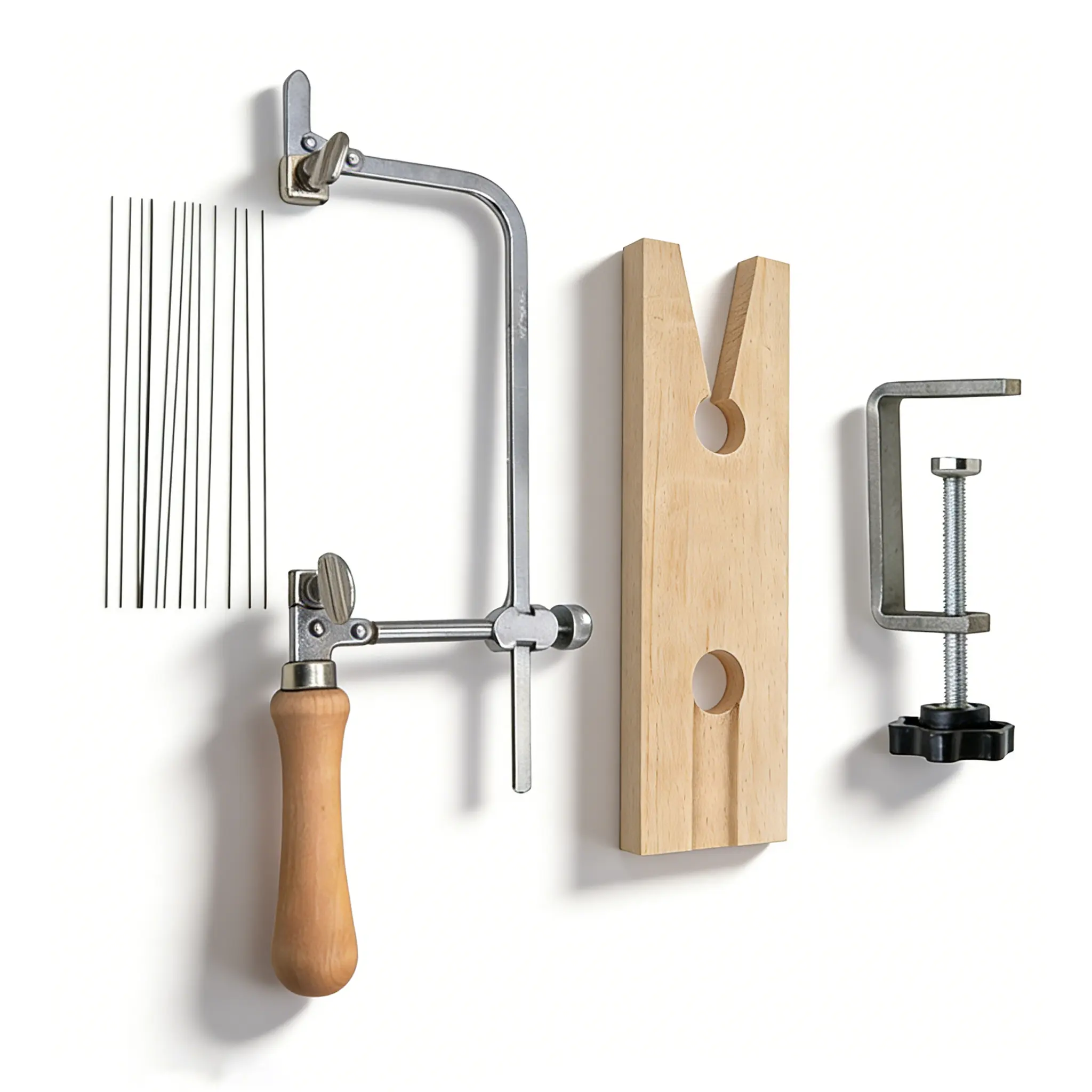 Complete Jewelry Saw Kit  Jewelers Saw Frame with Wooden Bench Pin & Clamp for Metal Cutting & Ring Making