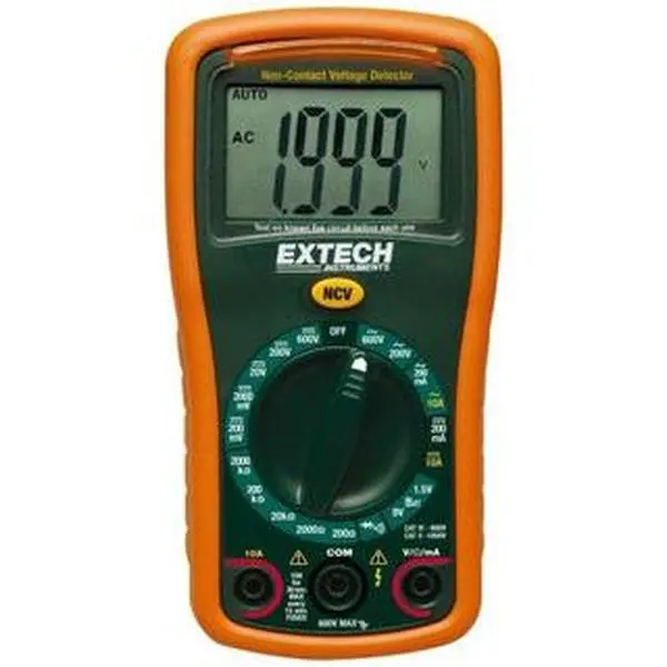 Extech EX310 Digital Manual Ranging Multimeter with Digital Display - CAT III, 600 VAC/VDC, 200 mOhm, Voltage Testing, Current Measurement, Resistance Measurement