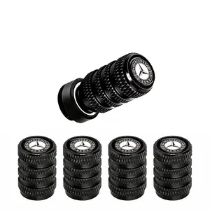 Red & Black Tire Valve Stem Caps 5 Pack Universal Car Tire Valve Stem Protective Covers Auto Parts & Car Accessories Dustproof Leak-Proof Seal Fit for Mercedes-Benz Most Cars SUV Trucks Wheel Tire Valve Stem Protection