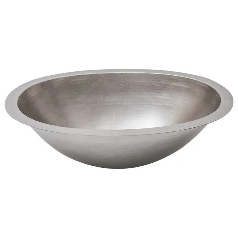 19" Oval Under Counter Hammered Copper Bathroom Sink in Nickel
