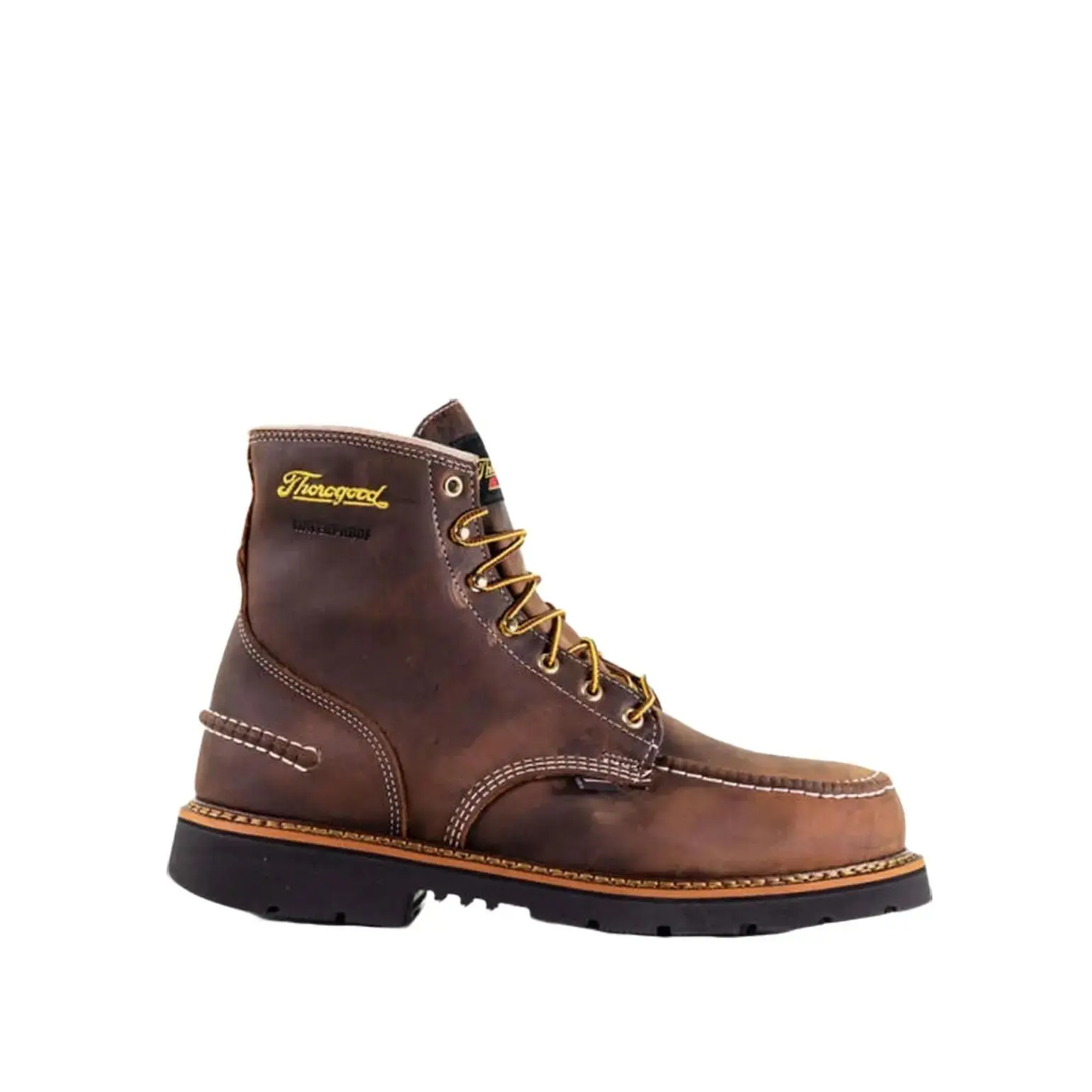 Thorogood 1957 Series Men's 6" Waterproof Leather Safety Moc Toe Work Shoe, Durable Work Footwear, Classic, Crazyhorse, 6 Inches, Full Grain, Mid-Century, Safety Boot, Closed, Easy Resoling