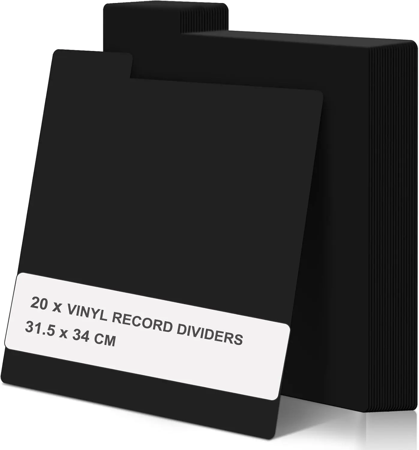 20 Pcs Vinyl Record Dividers, 12.4"x13.4" Plastic Record Divider with Tabs, Reusable LP Organizers DIY Blank Album Vinyl Separators for 33 RPM LP Organization (Black)