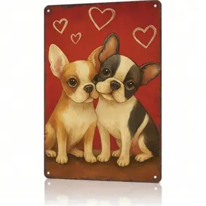 Retro Aluminum Boston Terrier Dog Wall Art Funny Vibrant Print Poster for Living Room Garage Bar Home Decor Wall Decoration