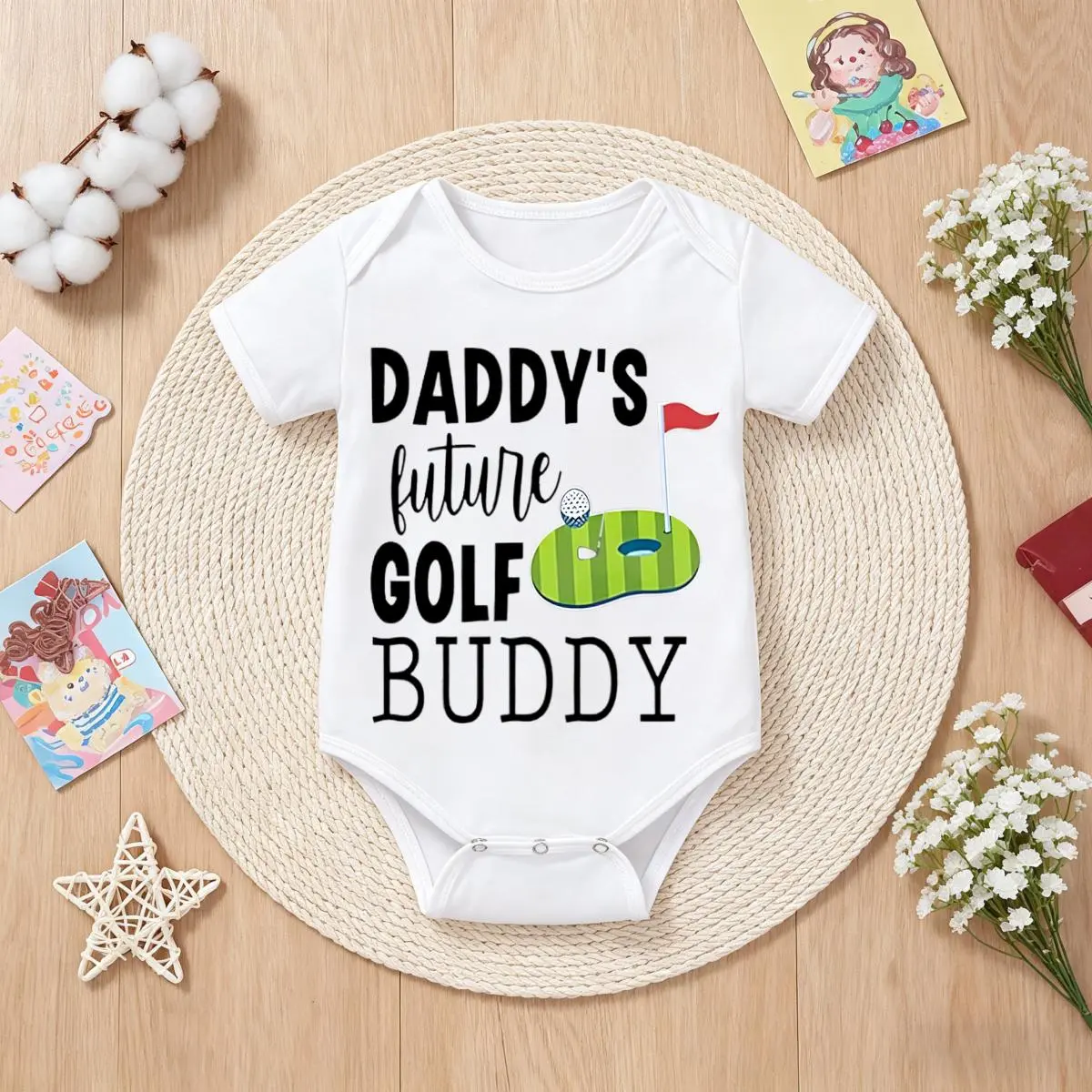 Baby Bodysuit  Daddys Future Golf Buddy Infant Clothes Coming Home Outfit New Parent Gift Baby Shower Gift Soft Cotton Newborn & Infant Romper Outfit for Boys & Girls 0-24M