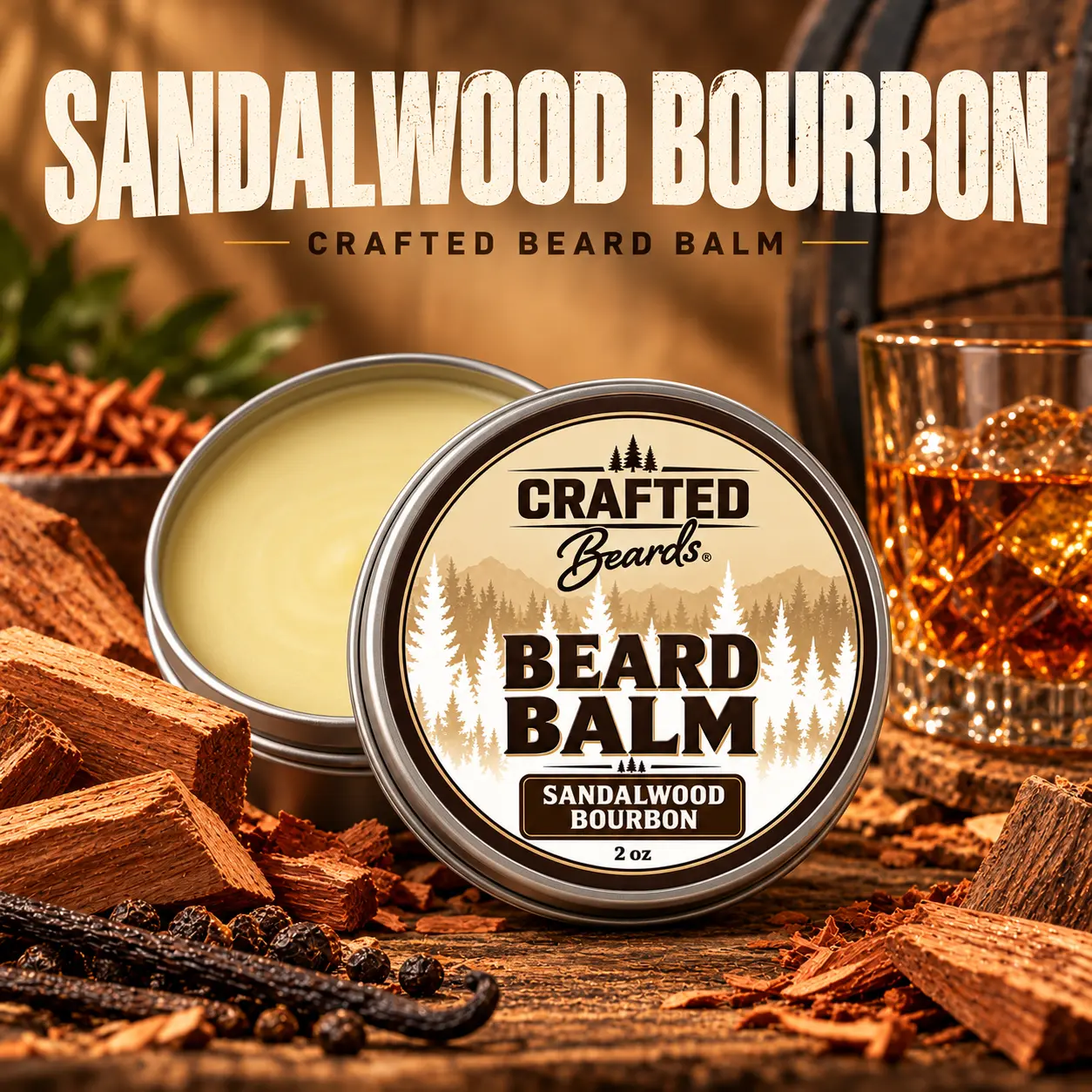 Beard Balm - Beard Wax - Great Scent Light Hold -  Beeswax Hair Care Jojoba Fragrance Shea Hair Texture Enhancer Hair Styling Agent